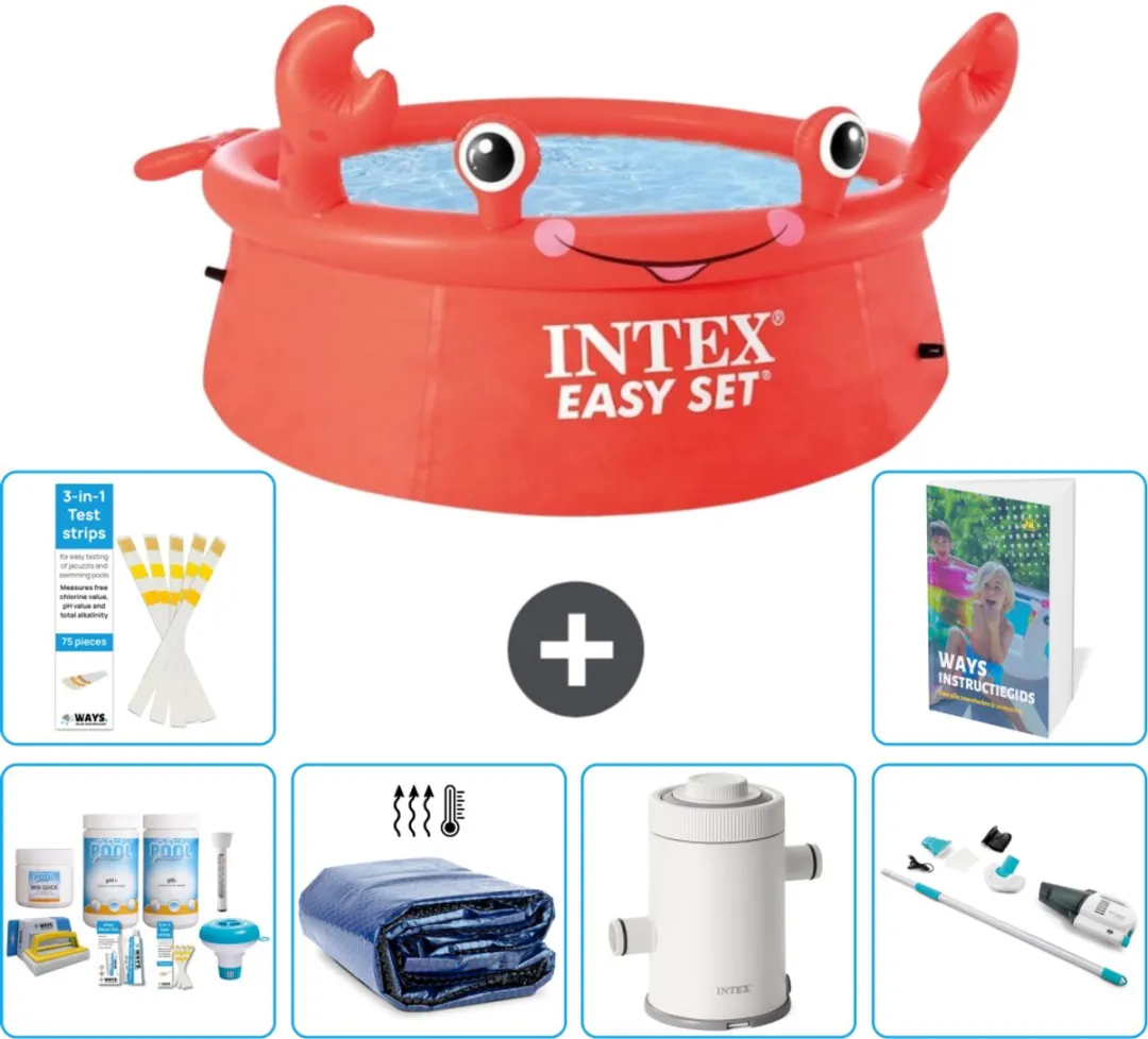 Intex Easy Set Rond Zwembad 183x51cm - 880L - Rood - 7-delig