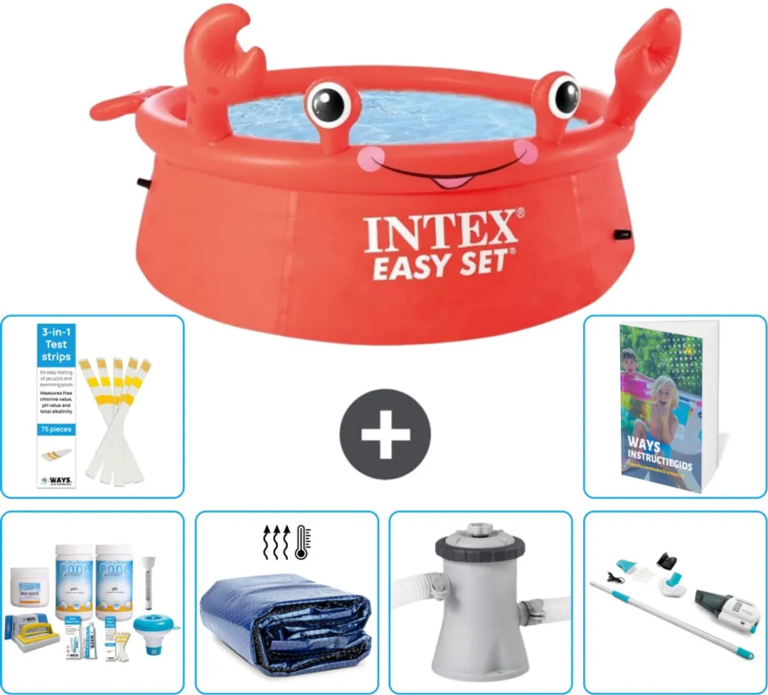 Intex Easy Set Rond Zwembad 183x51cm - 880L - Rood - 7-delig