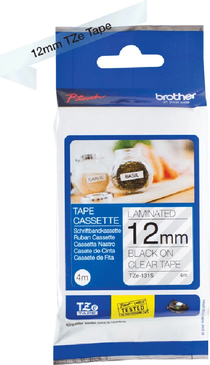 Brother TZe-131S Labeltape - Transparant 12mm 4m - afbeelding 6 van 6
