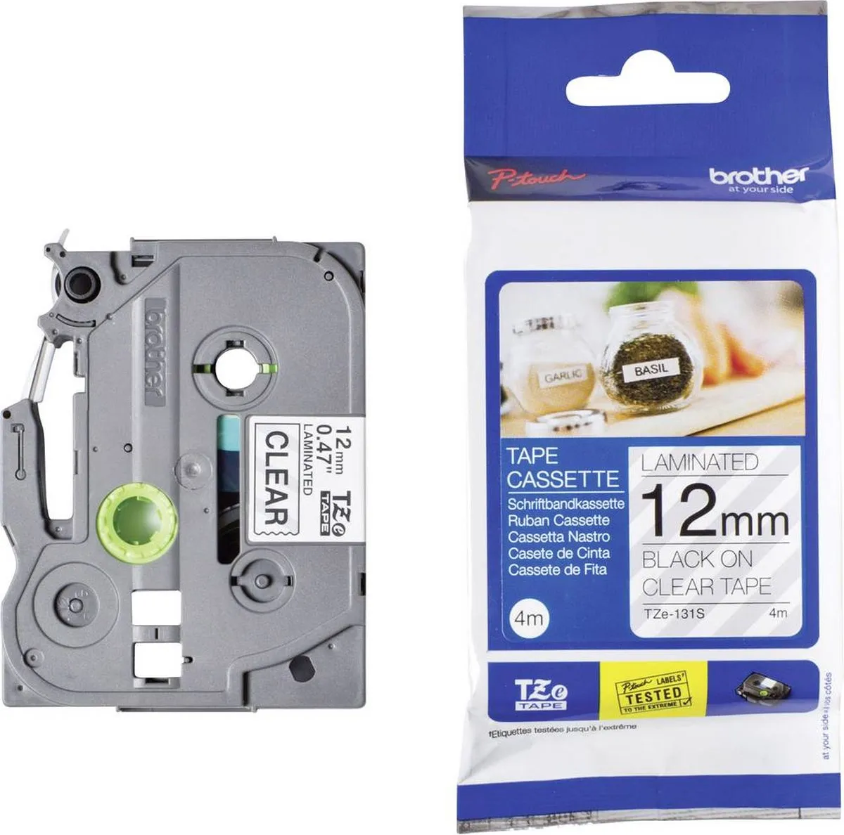 Brother TZe-131S Labeltape - Transparant 12mm 4m