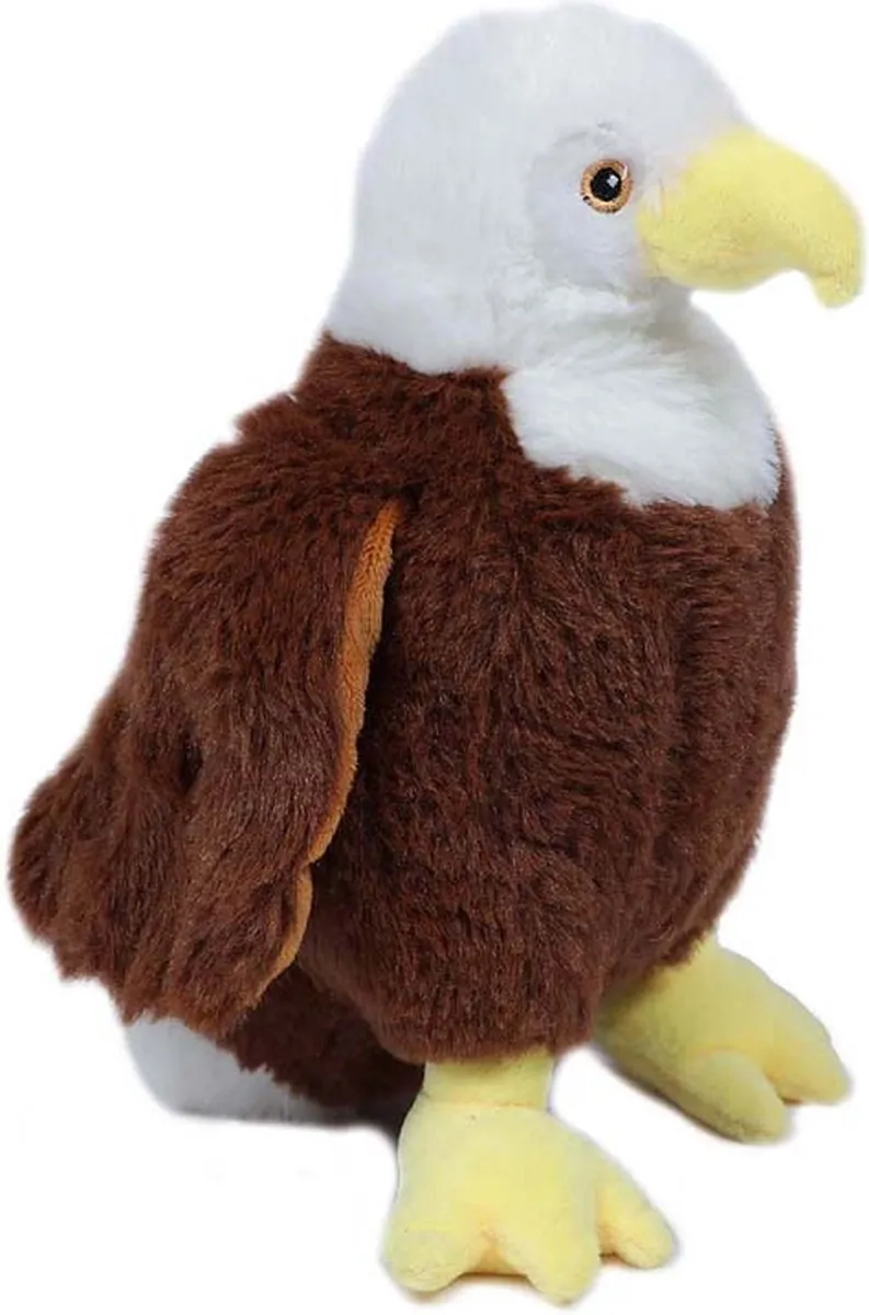 PIA Soft Toys Pluche Adelaar ECO - 24cm - Bruin/Wit/Geel
