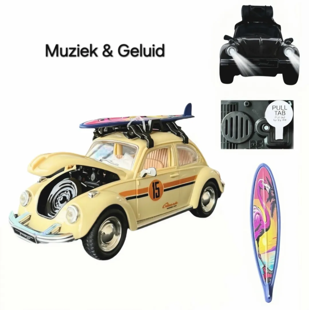 Ruby Toys Deluxe Retro Rides VW Kever Collectables 1:24 - Licht en Geluid - Crème