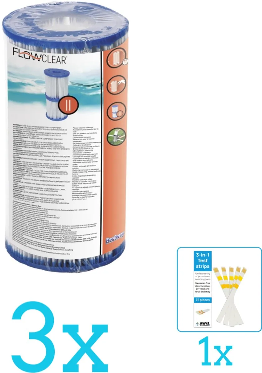 Bestway Flowclear Filtercartridge Type II 3-delig