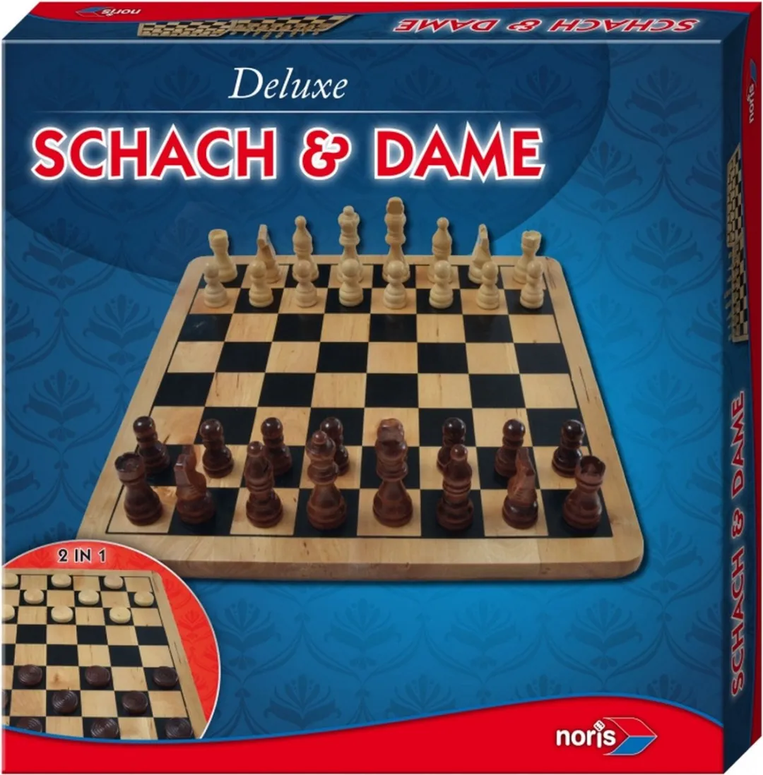 Noris Schaken En Dammen Deluxe Hout 2-In-1 Bordspel