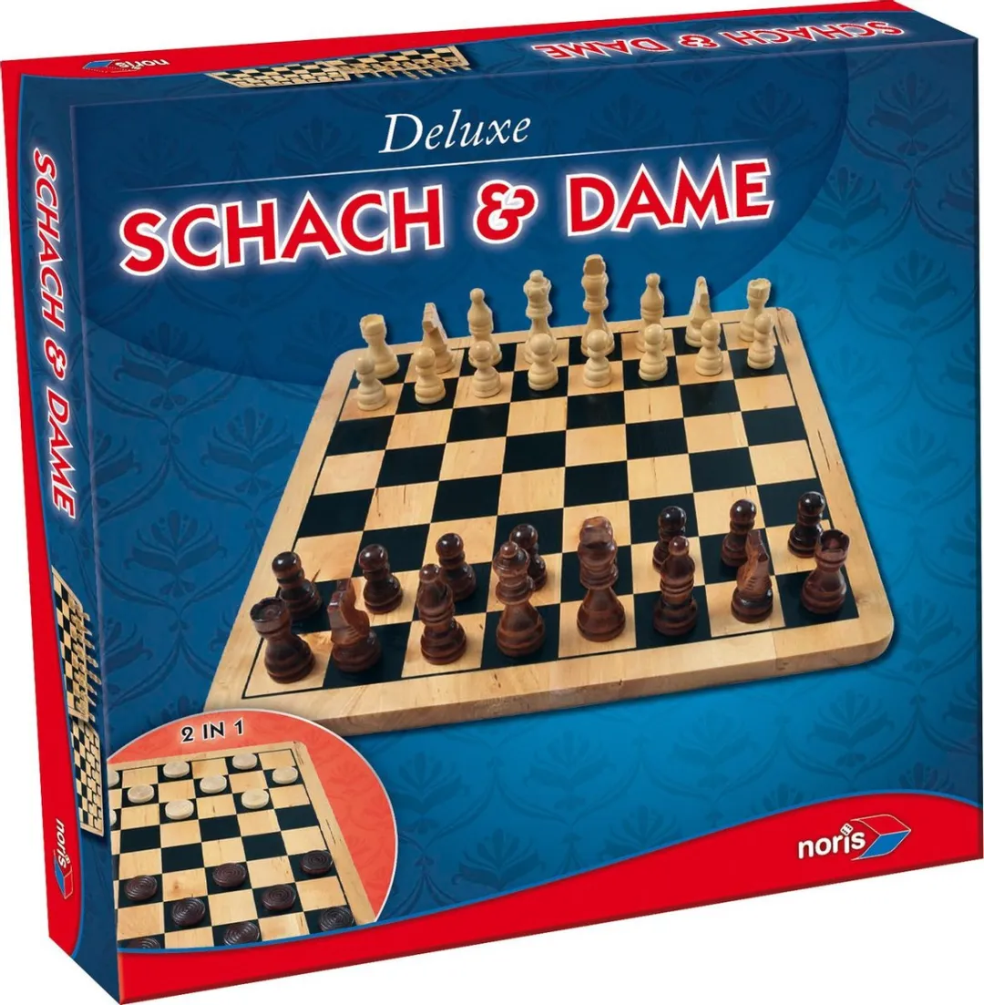 Noris Schaken En Dammen Deluxe Hout 2-In-1 Bordspel