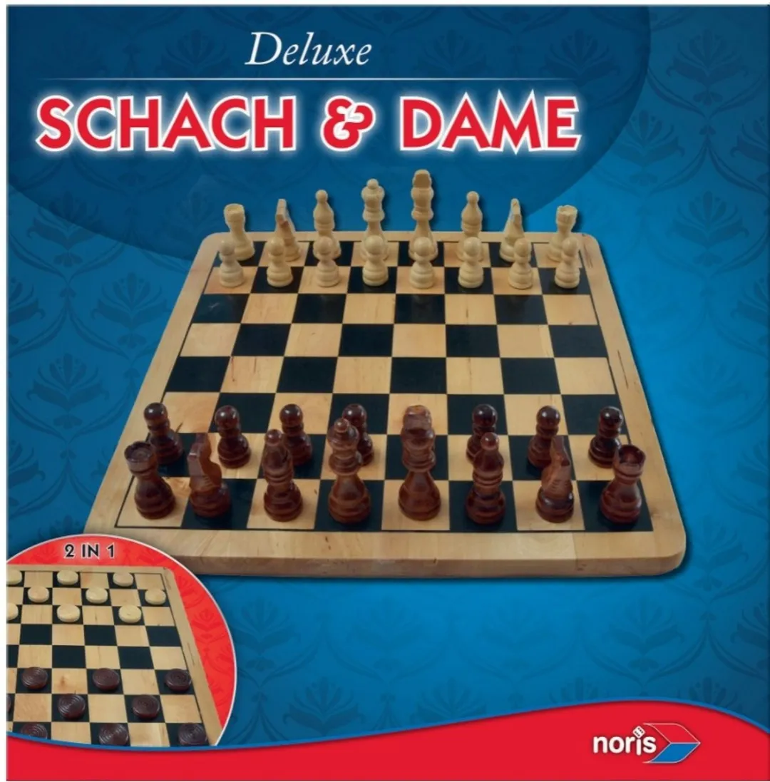 Noris Schaken En Dammen Deluxe Hout 2-In-1 Bordspel