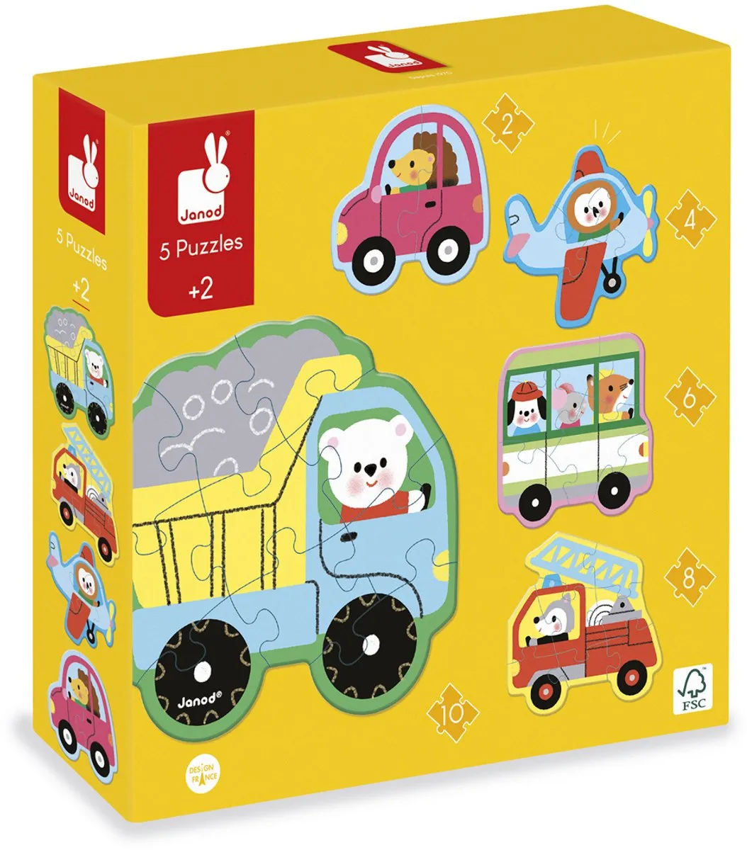 Janod Puzzel Voertuigen 5-voudig