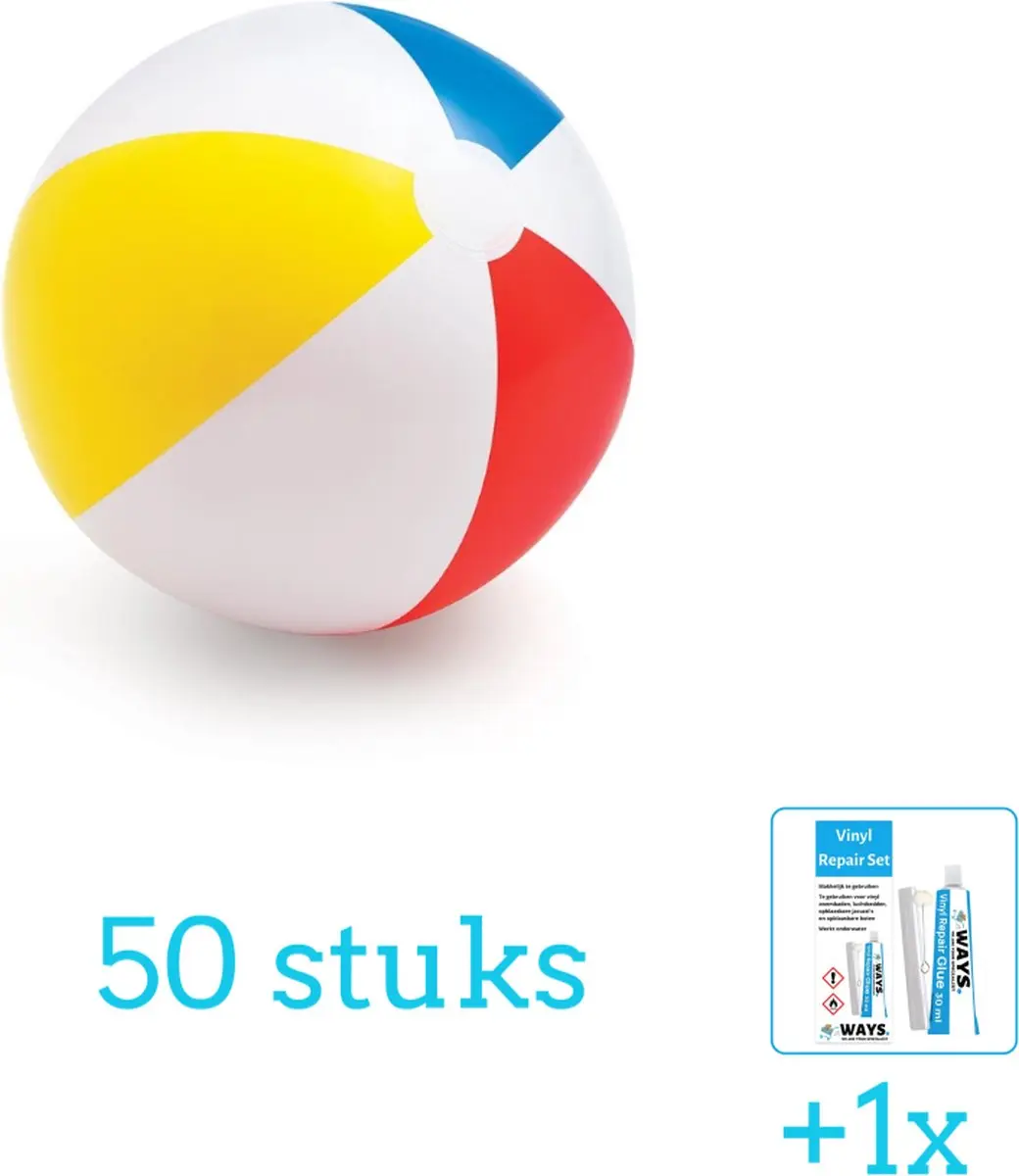 Intex Opblaasbare Strandbal Glossy 51cm - 50-delig