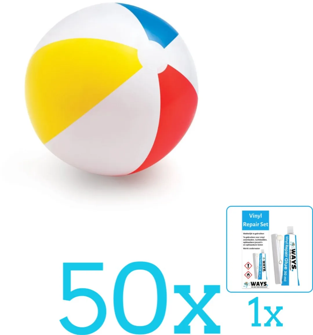 Intex Opblaasbare Strandbal Glossy 51cm - 50-delig