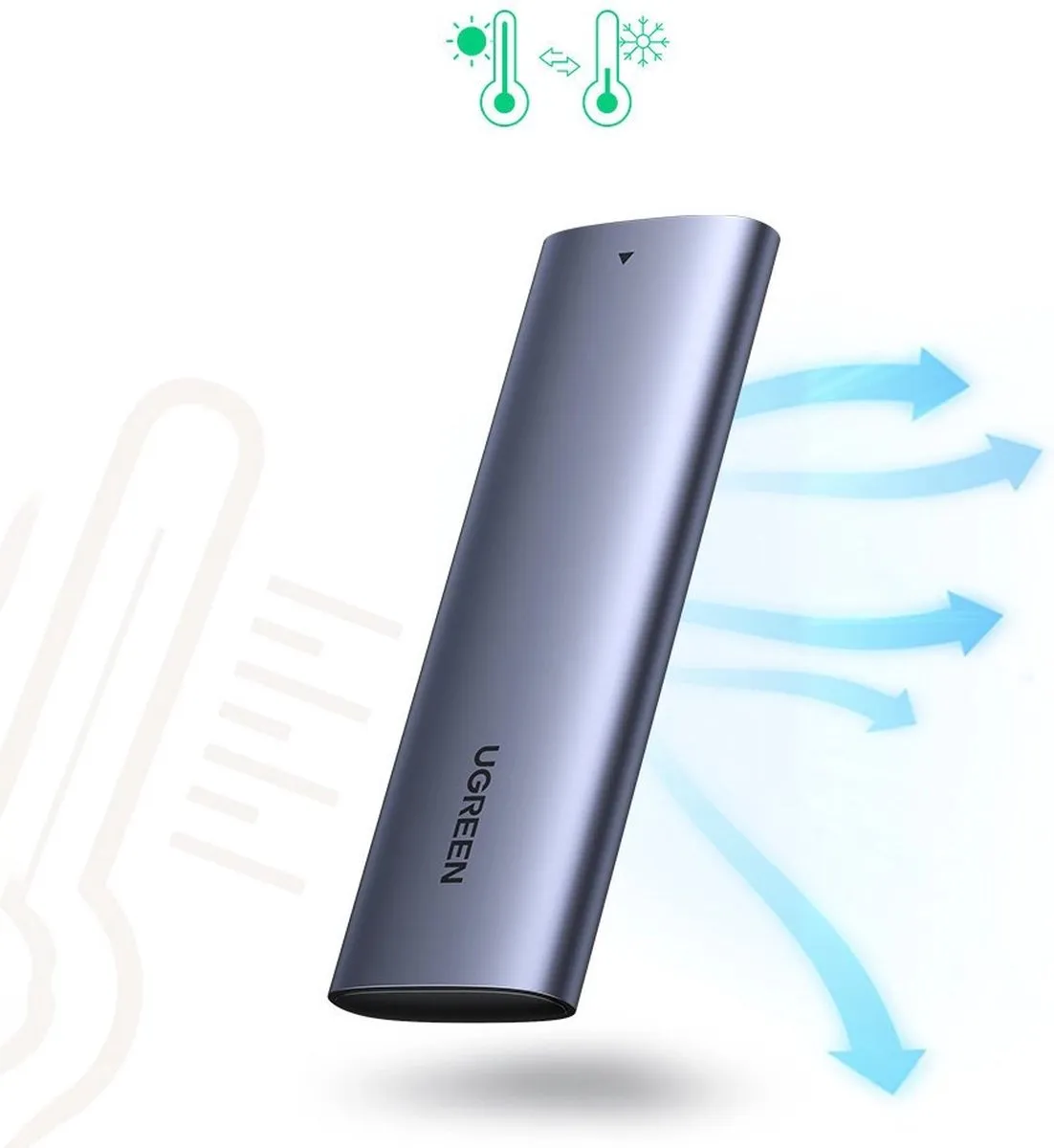 UGREEN M.2 SSD Behuizing USB 3.2 Gen 2 CM400 - Grijs - afbeelding 6 van 6