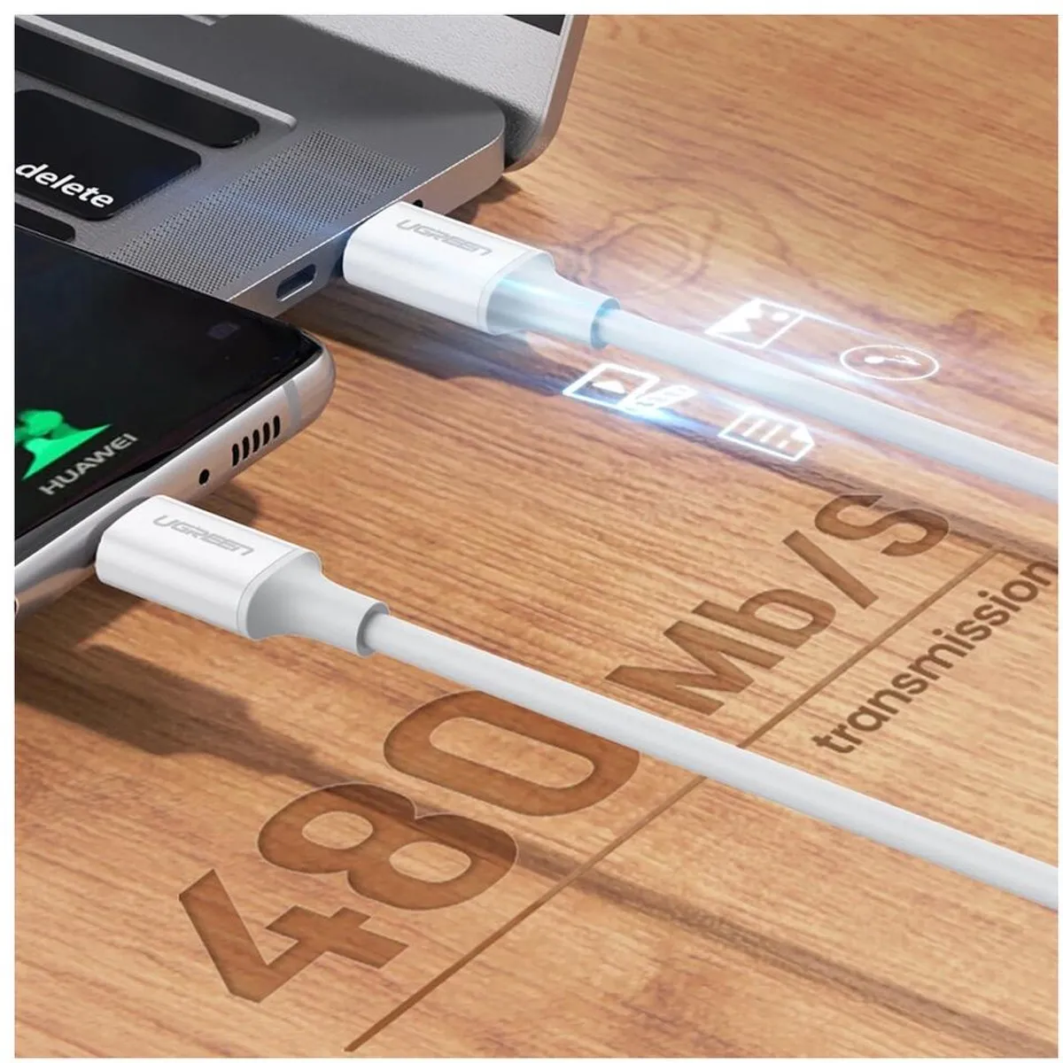 UGREEN USB-C naar USB-C Kabel 60W - 1.5M - Wit