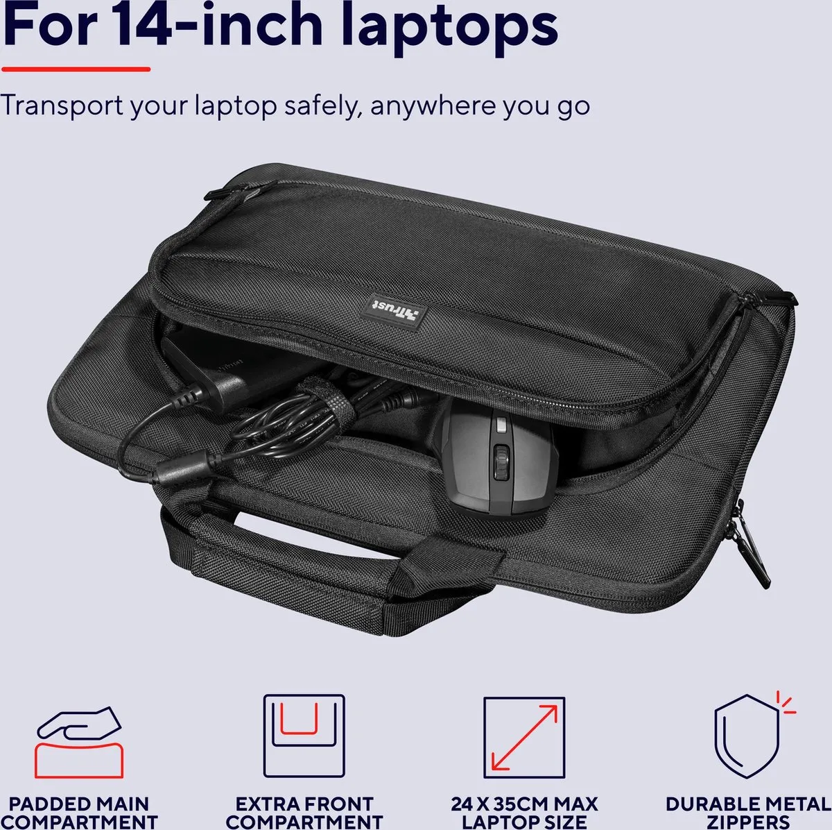 Trust Sydney Laptoptas 1404442 - 14 inch - Zwart