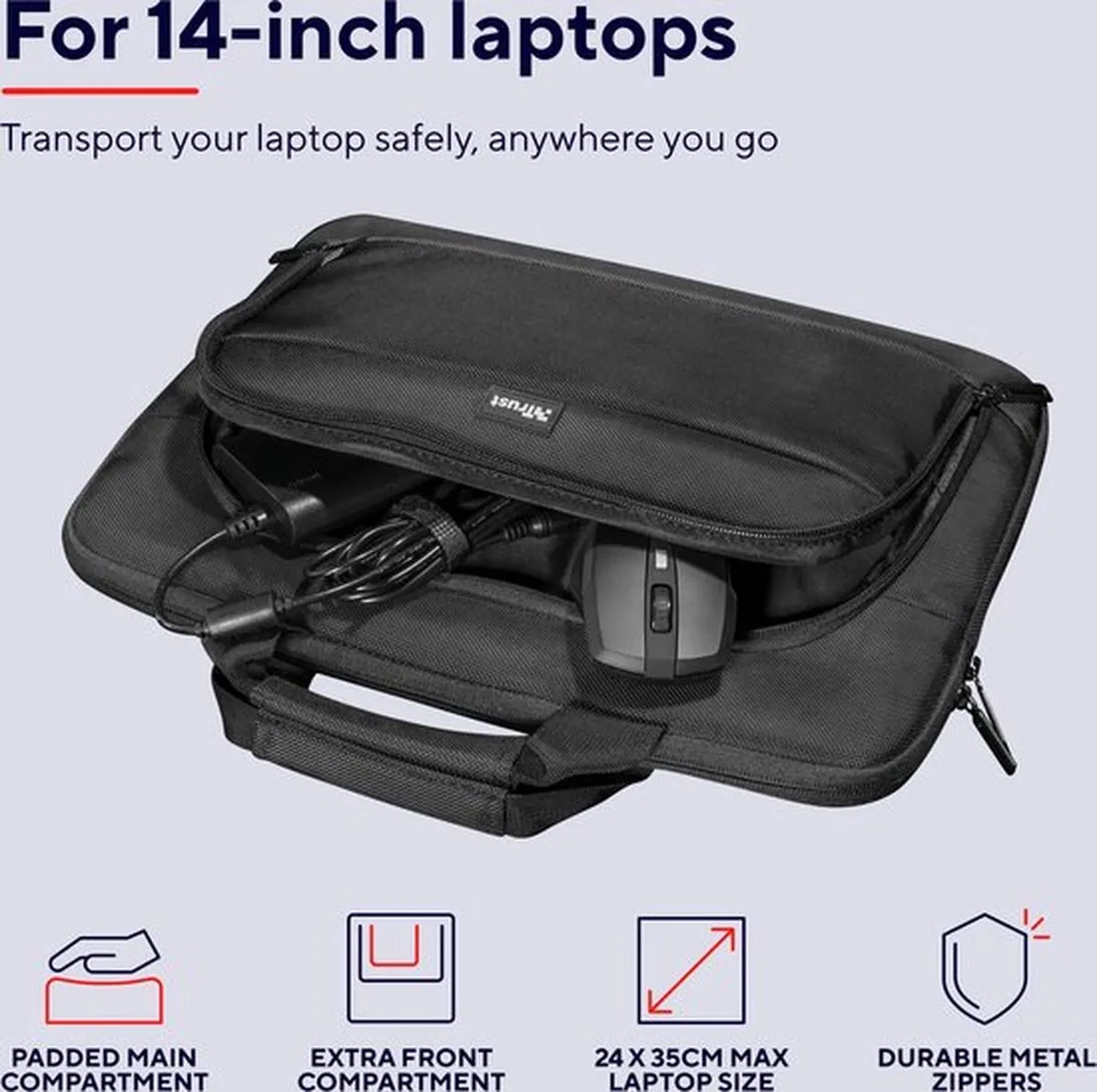 Trust Sydney Laptoptas 1404442 - 14 inch - Zwart
