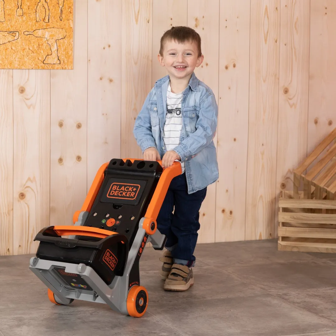Smoby Black & Decker Bricolo Duiveltje Werkbank & Steekwagen - Grijs/Oranje/Zwart