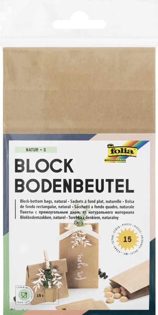 Folia Papieren Zakken Blokbodem 120x60x210mm