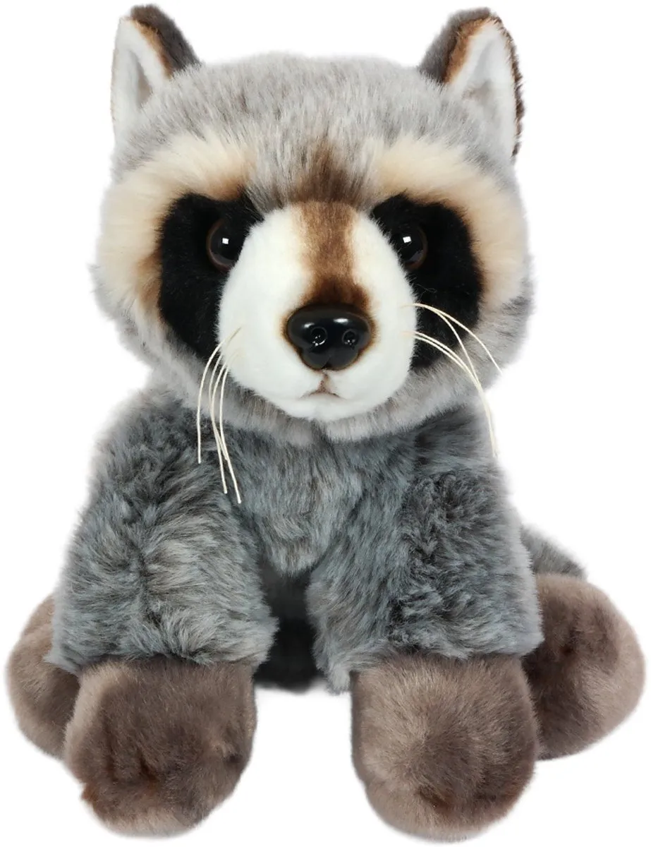 PIA Soft Toys Pluche Wasbeer Knuffel 30cm - Grijs/Zwart/Wit/Bruin