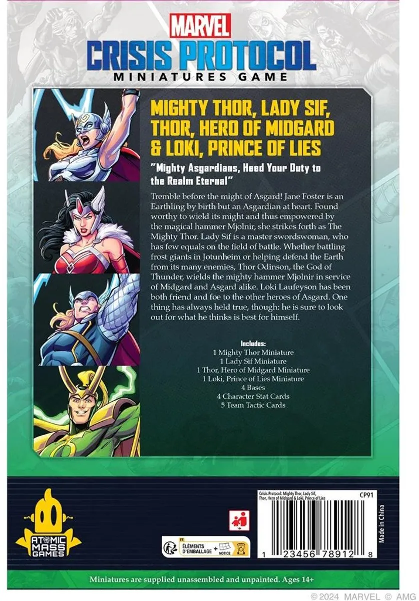Atomic Mass Games Marvel Mighty Thor Lady Sif Thor Loki Speelgoedset AMCP91