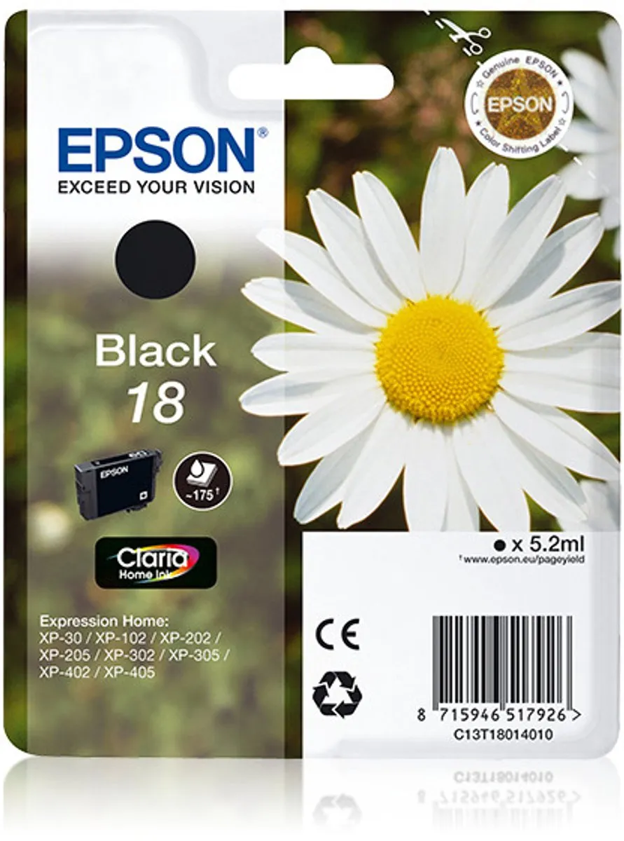 Epson C13T18014010 Inktcartridge Zwart - 175 Pagina's