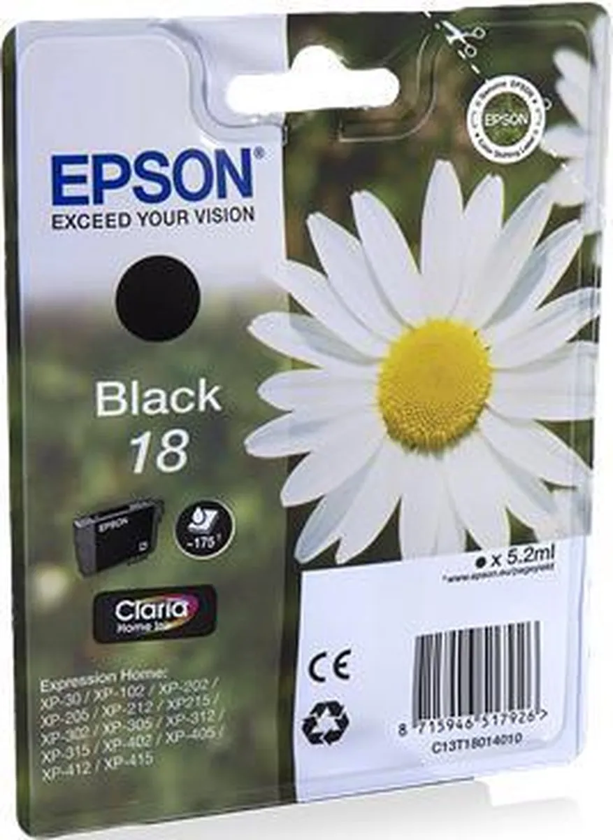 Epson C13T18014010 Inktcartridge Zwart - 175 Pagina's