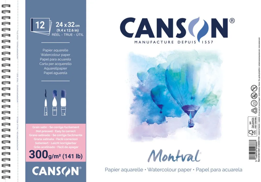 Canson Montval Aquarelblok 160x284mm 300g/m²