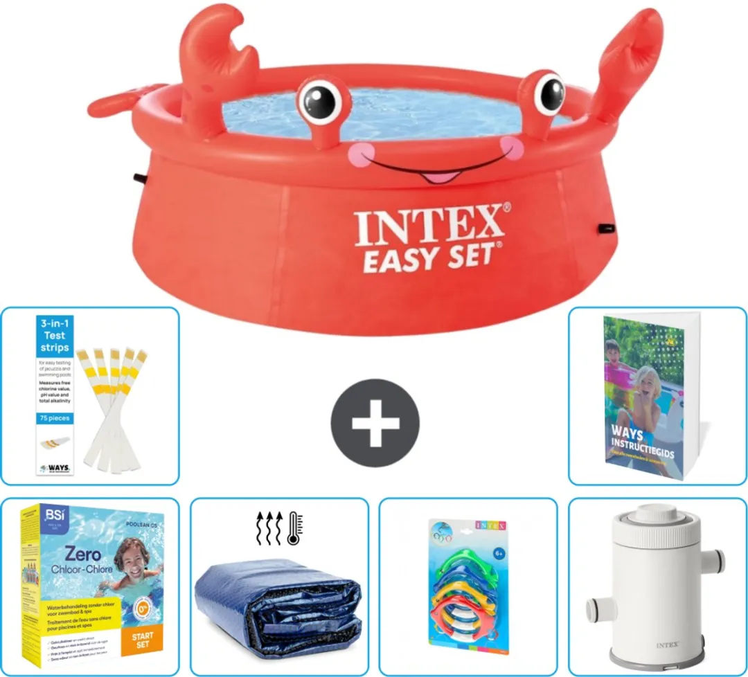 Intex Easy Set Rond Zwembad 183x51cm - 880L - Rood - 7-delig