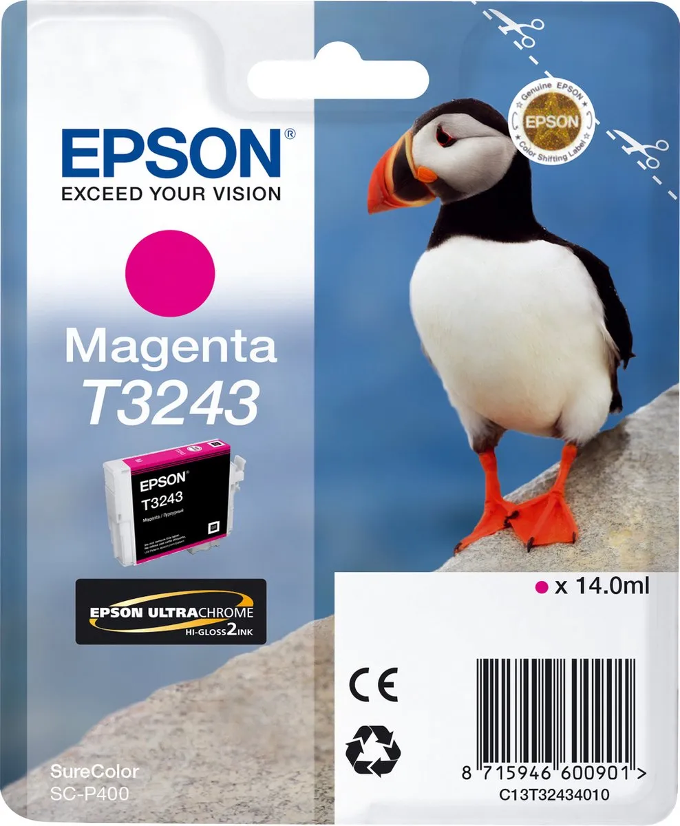 Epson T3243 Magenta C13T32434010 Inktcartridge - 14ml