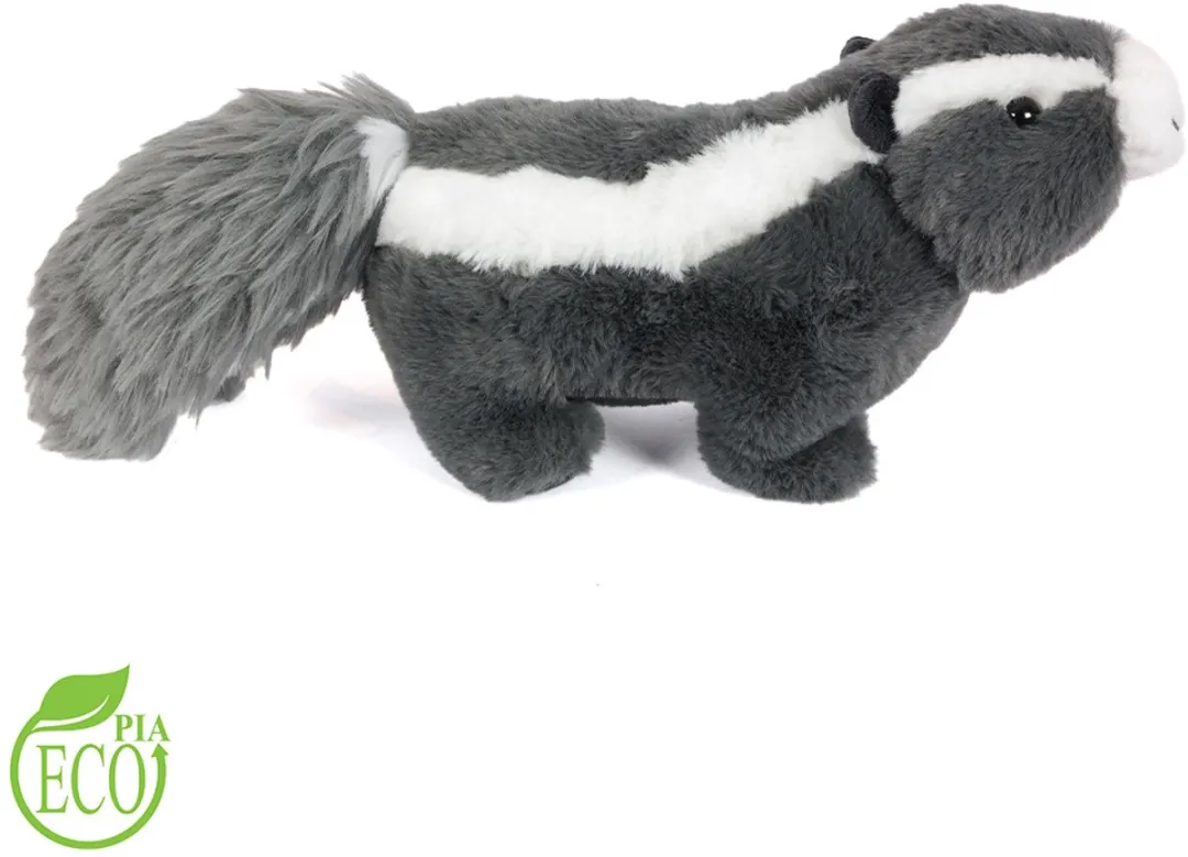 PIA Soft Toys Eco Knuffel Stinkdier - 24cm - Zwart/Grijs/Wit