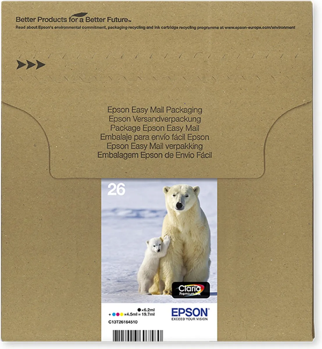 Epson 26 Multipack 4-Kleuren Cartridges C13T26164511 - 2000 Pagina's