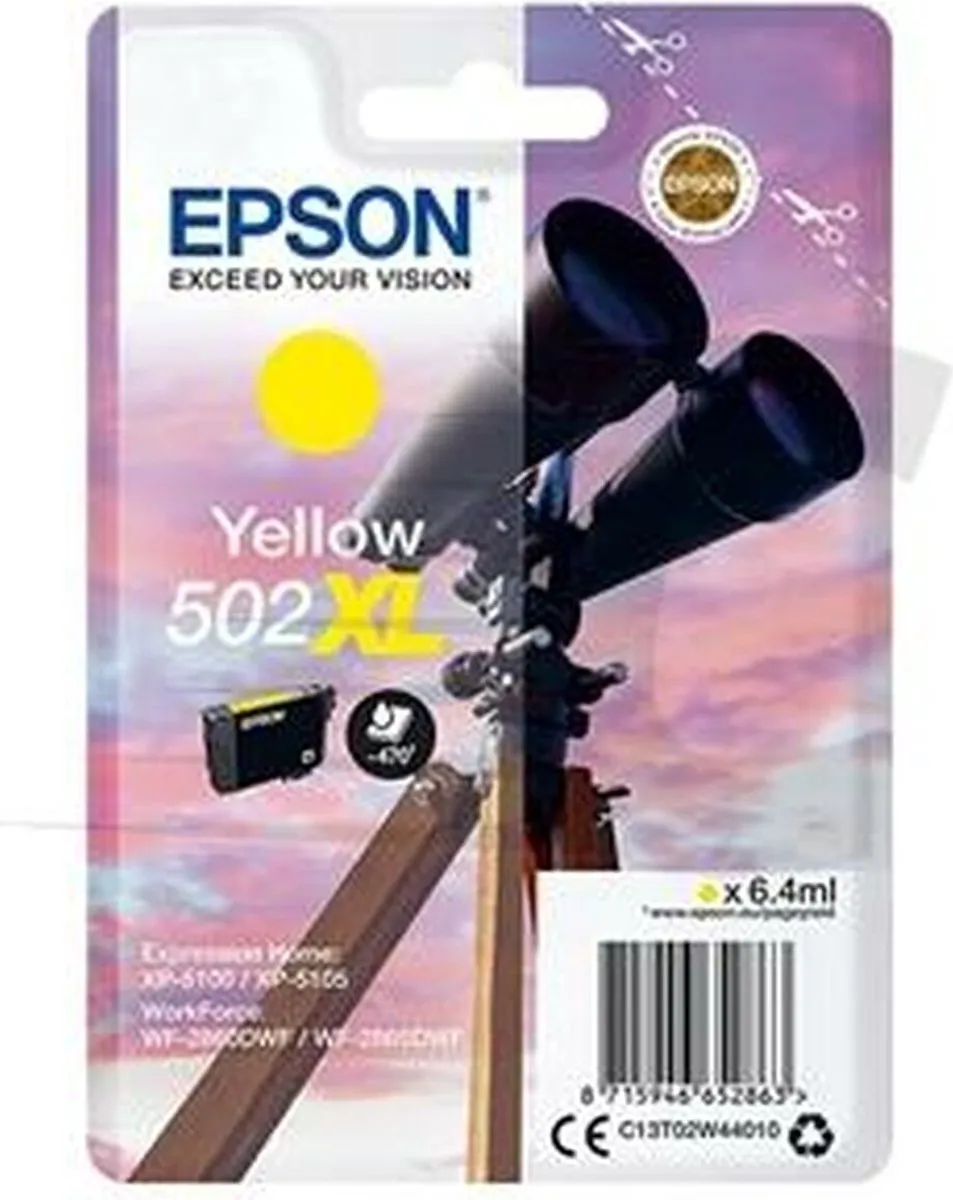 Epson 502XL C13T02W44010 Inktcartridge - Geel 3ml