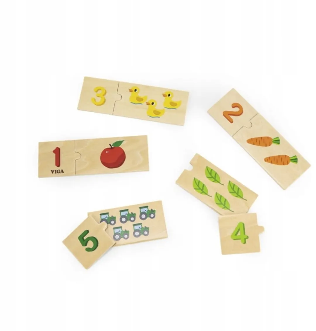 VIGA Houten Puzzel Cijfers Leren Tellen - 20 Stuks