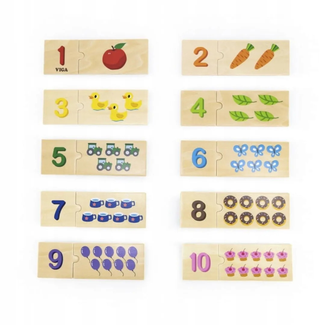 VIGA Houten Puzzel Cijfers Leren Tellen - 20 Stuks