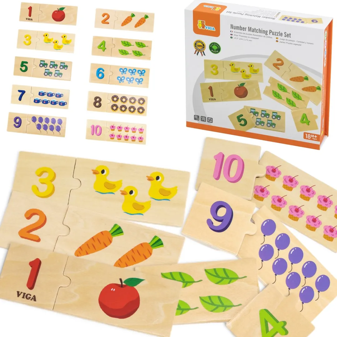 VIGA Houten Puzzel Cijfers Leren Tellen