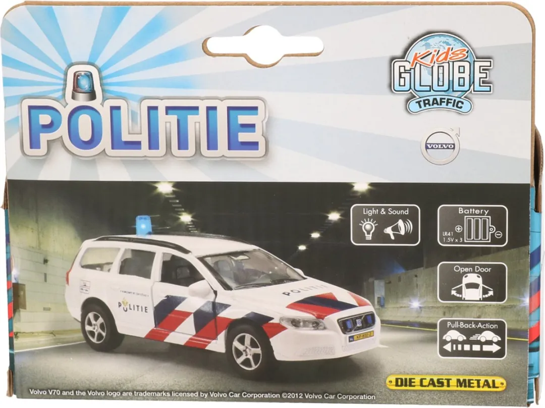 Kids Globe Politie Volvo V70 Licht & Geluid - Wit