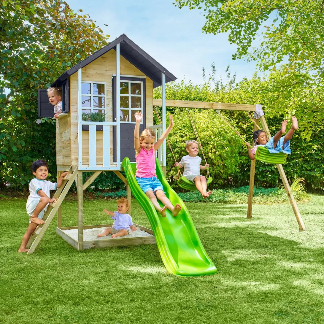 TP Toys Jacintha Houten Boomhut met glijbaan en schommels