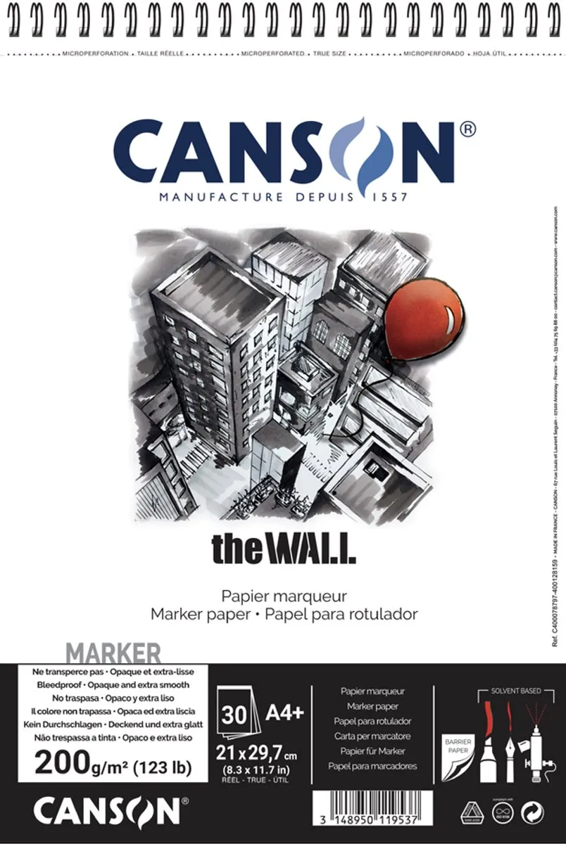 Canson Tekenblok The WALL A3 200g Wit