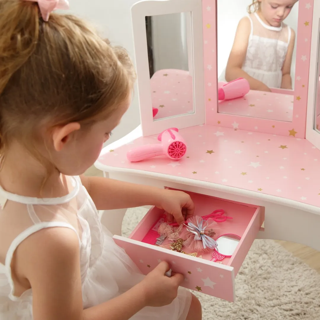 Teamson Kids Houten Kaptafel Set - Wit/Goud