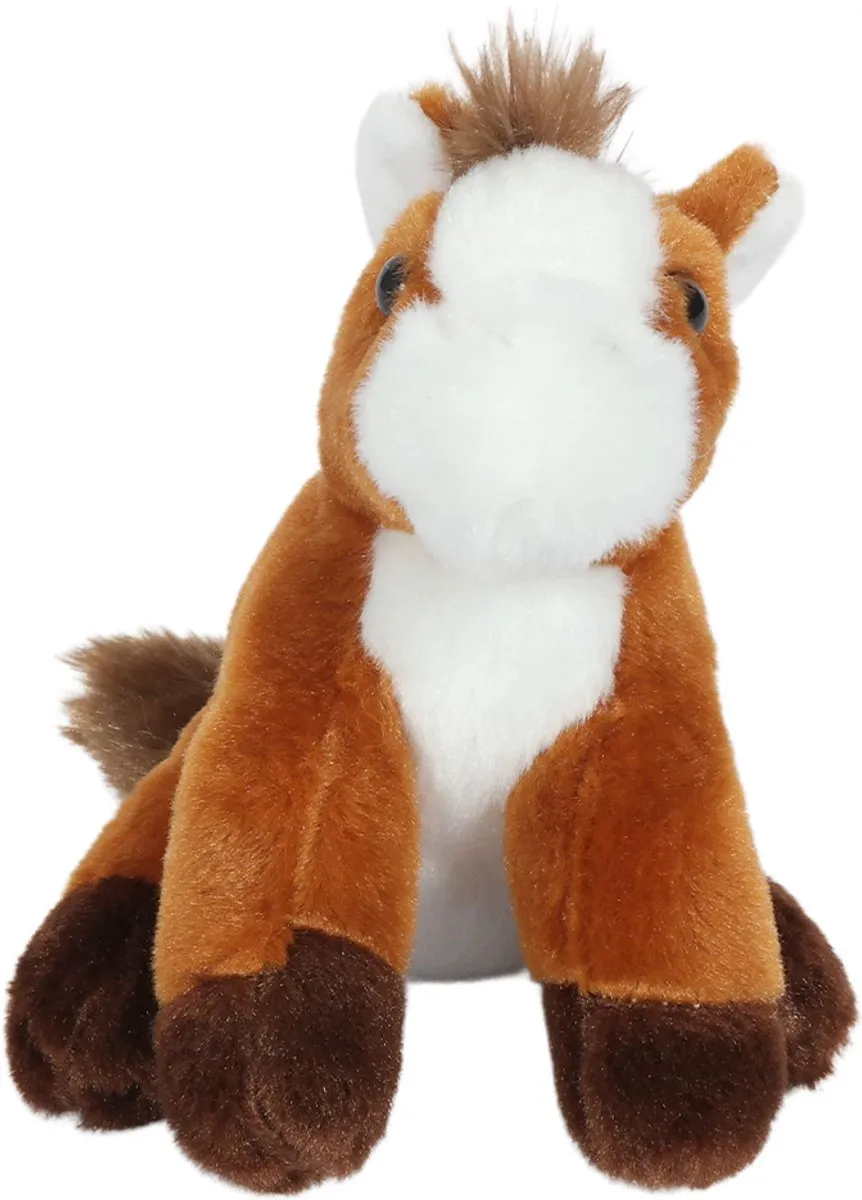 PIA Pluche Paard 12cm - Bruin/Wit