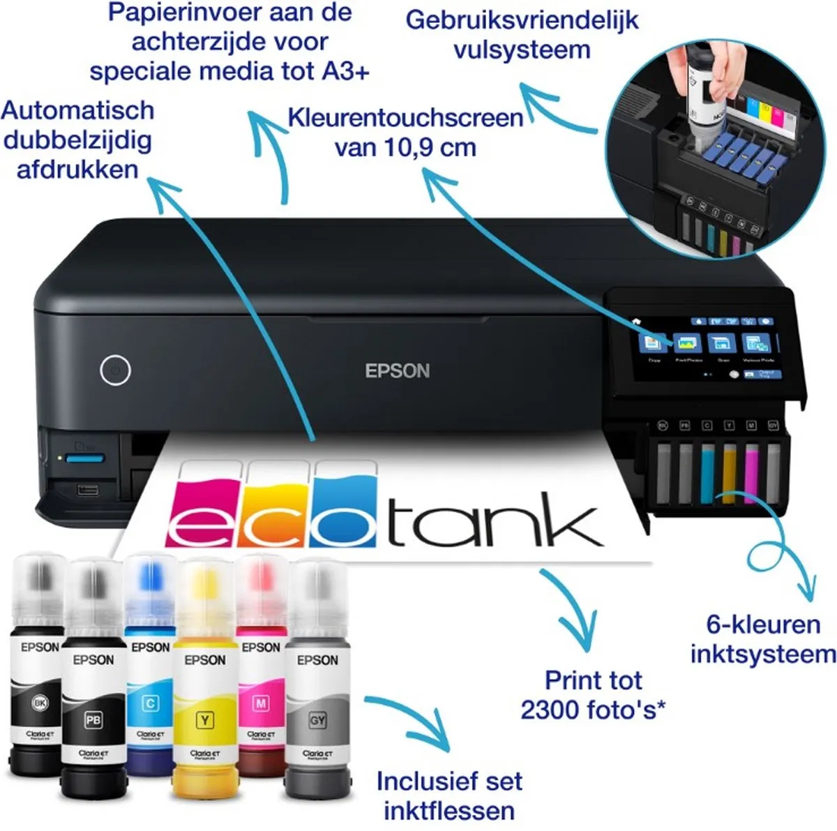 Epson EcoTank ET-8550 A3+ All-in-One Inkttank Printer - 6 Kleuren - Zwart