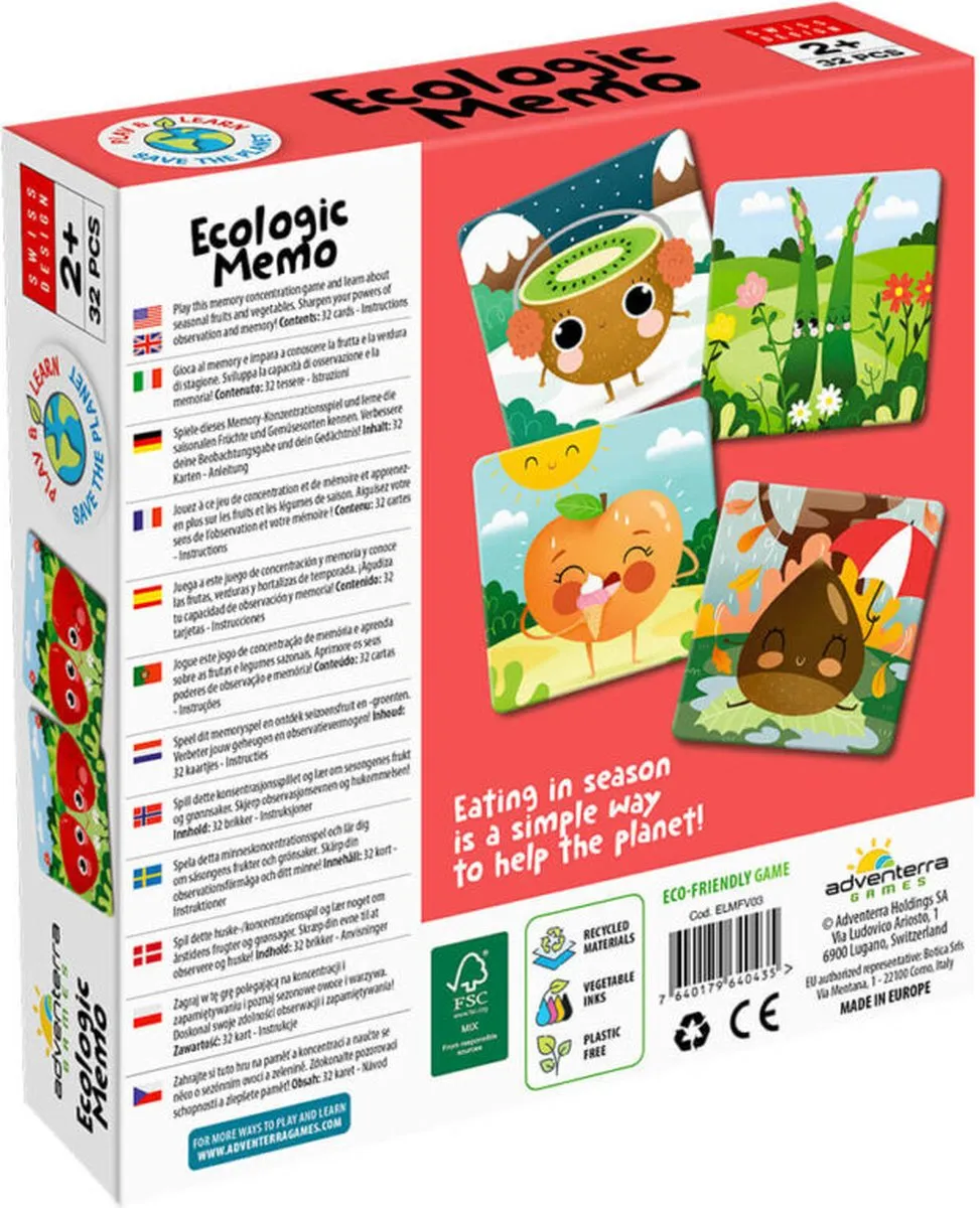 Adventerra Games Ecologic Memo Seizoensgroenten en Fruit 440ELMFV03 - 2-4 Spelers