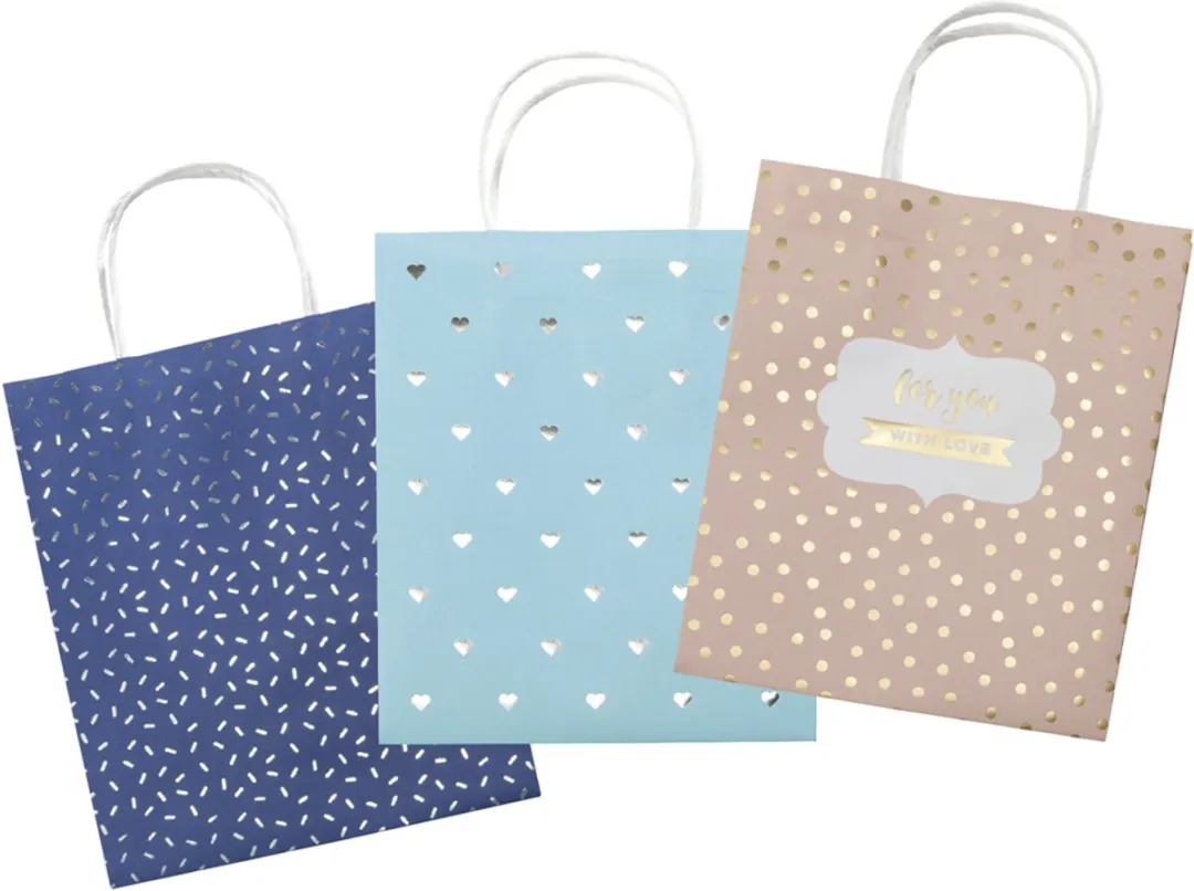 Folia Kraftpapier Cadeauzakjes Blauw/Beige/Roz