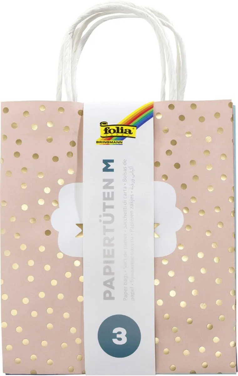 Folia Kraftpapier Cadeauzakjes Blauw/Beige/Roz - 12 Stuks