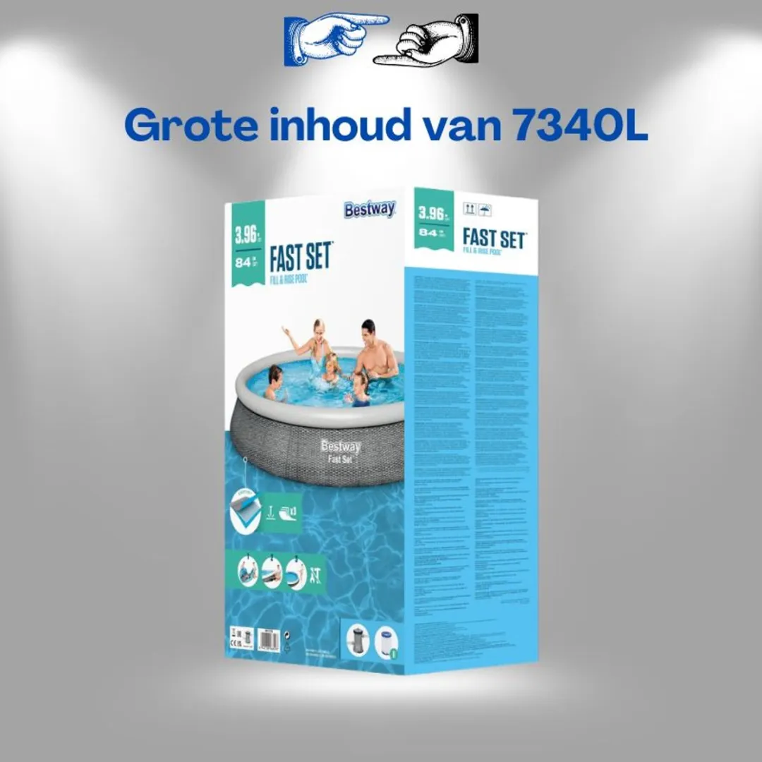Bestway Opzetzwembad 396x84cm - 7340L - Met filterpomp