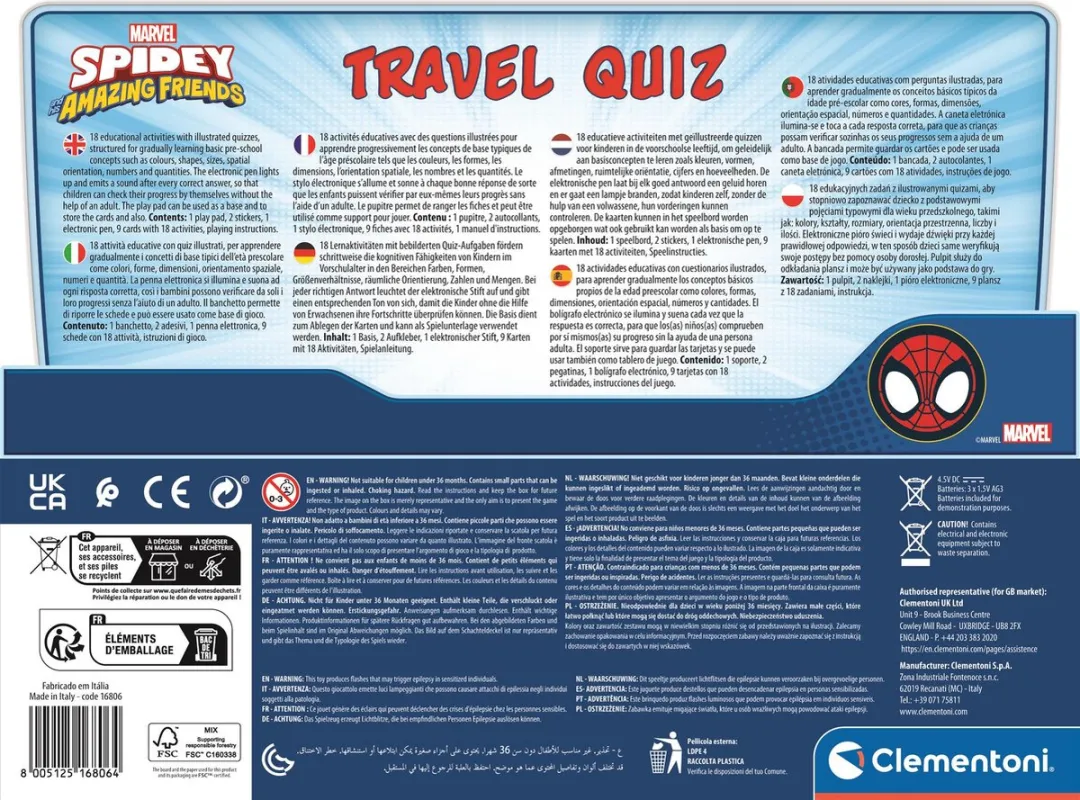 Clementoni Spidey Travel Quiz Educatief Spel 16806 - Multicolor