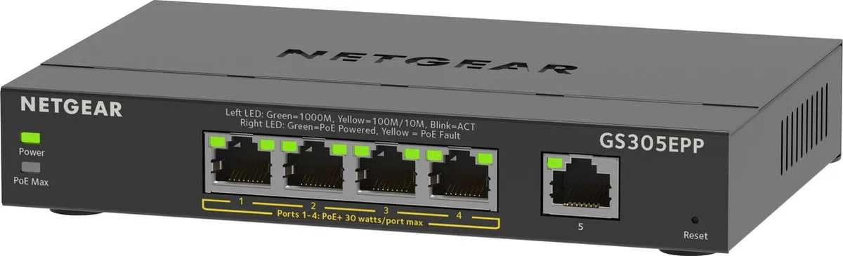 Netgear GS305EPP Managed PoE Switch - 5 Poorten - 120W