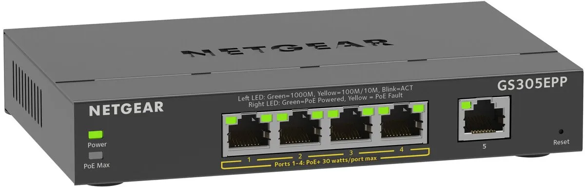 Netgear GS305EPP Managed PoE Switch - 5 Poorten - 120W