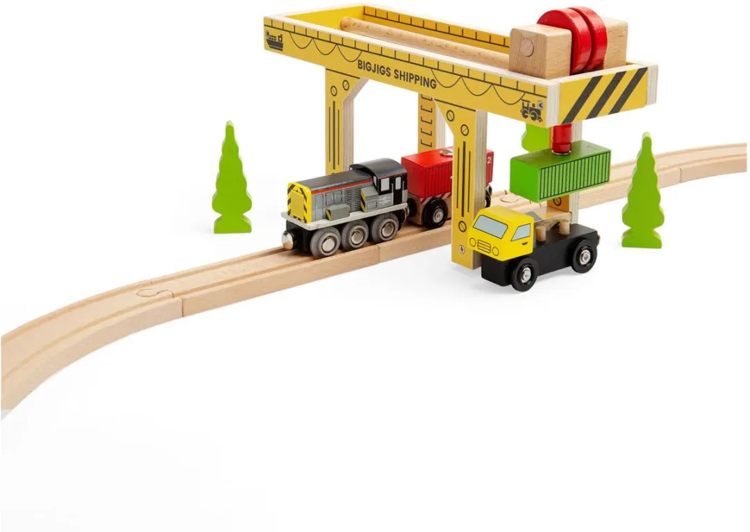 BIGJIGS Houten Brugkraan Speelgoed 0691621846056 - Meerkleurig