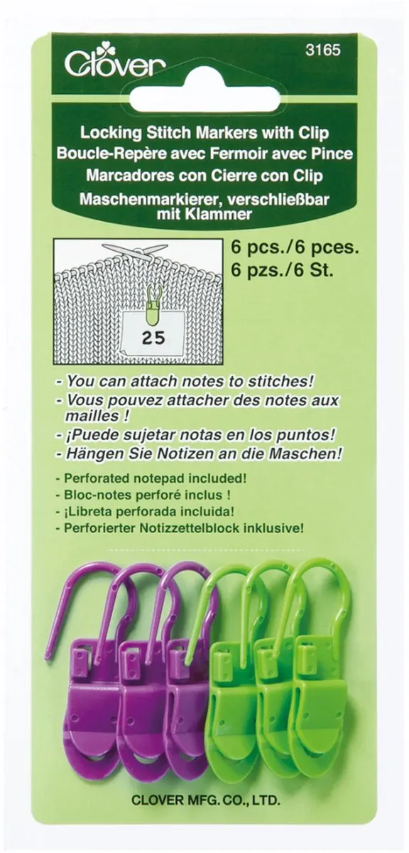 Clover Locking Stitch Markers met Clip