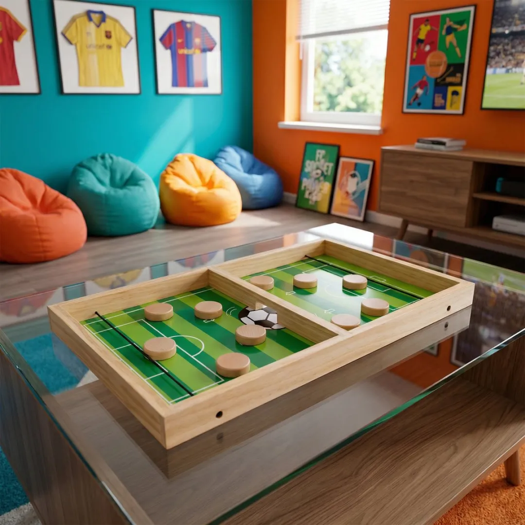 Eddy Toys Slingerschot Voetbalspel 11 Stuks - Houten Speelbord 34x12cm