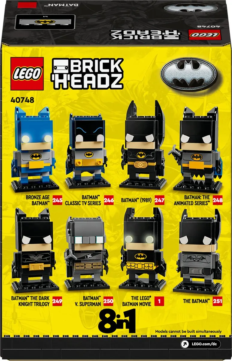 LEGO Brickheadz 40748 Batman 8-in-1 - 325 Stukken - Meerkleurig - afbeelding 5 van 6