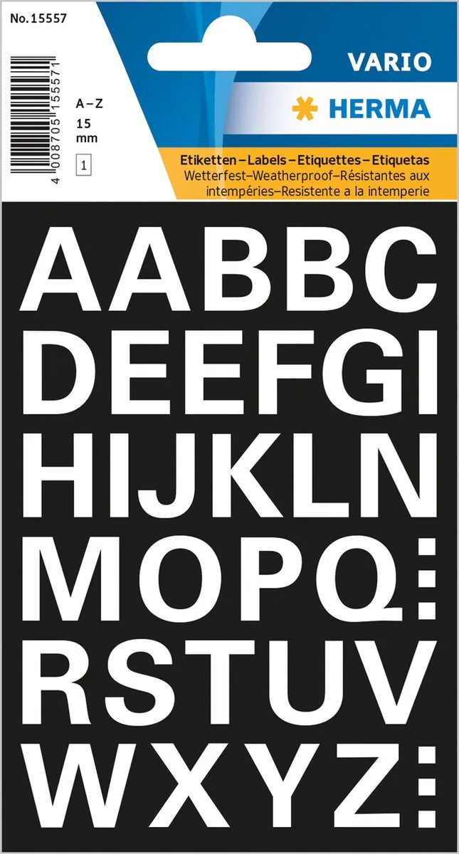 Herma Alfabet Stickers A-Z Mat Wit 15mm